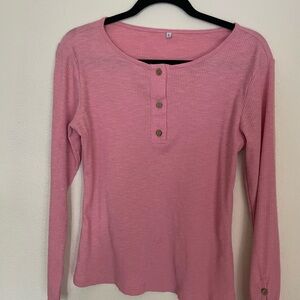 Pink Ribbed Long Sleeve Top